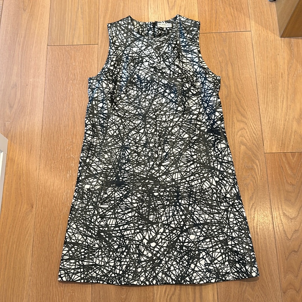 Balenciaga fabulous black and white leather shift dress.
